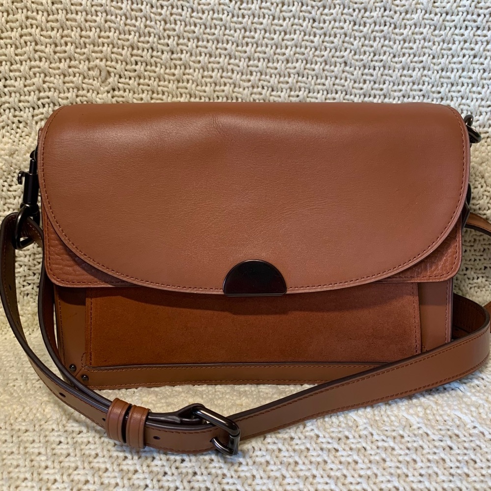 Coach Dreamer Leather Suede Saddle Shoulder Bag